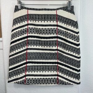 Tabitha Anthropologie Geometric print Pencil Skirt with Red Accents